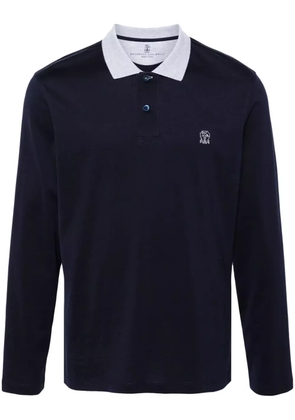 Brunello Cucinelli logo-embroidered polo shirt - Blue