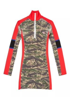 Diesel tiger-stripe ribbed dress - Green