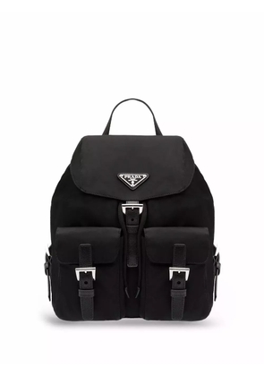 Prada enamel triangle logo small backpack - Black