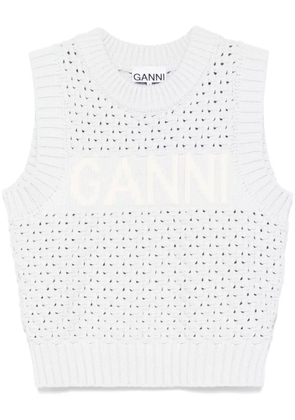 GANNI logo-intarsia vest - Blue