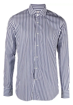 Xacus striped long-sleeve cotton shirt - Blue