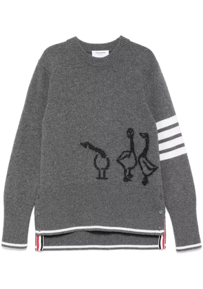 Thom Browne Geese-intarsia crewneck sweater - Grey