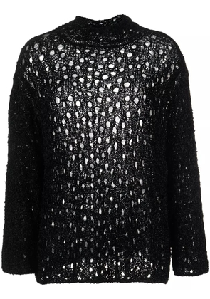 Ssheena open-knit high-neck jumper - Black
