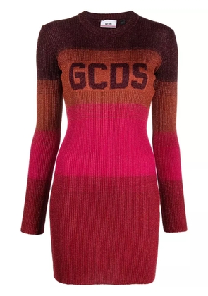 GCDS wide-stripe-pattern mini dress - Red
