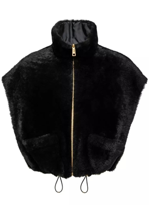 Prada reversible shearling cropped vest - Black