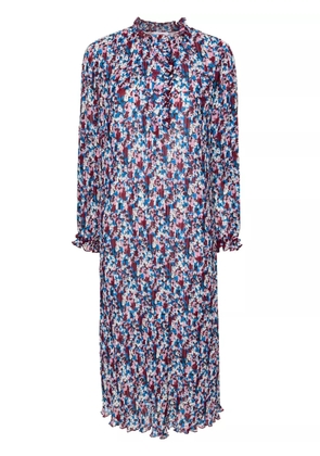 GANNI georgette pleated midi dress - Blue