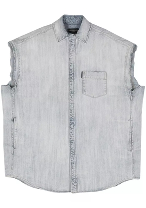Balenciaga ripped sleeveless shirt - Blue