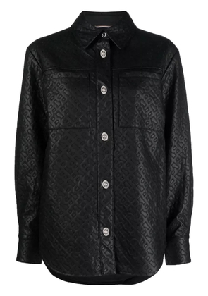 BOSS monogram-embossed long-sleeve shirt - Black