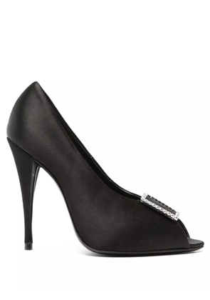 Saint Laurent 115mm crystal-embellished satin pumps - Black