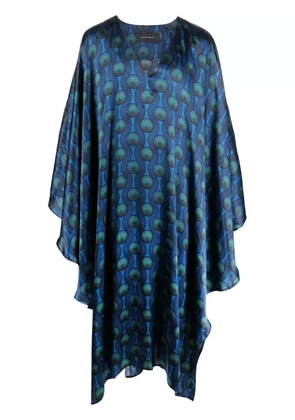 OZWALD BOATENG geometric-print silk cape shirt - Blue