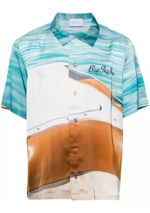 BLUE SKY INN boat-print satin shirt