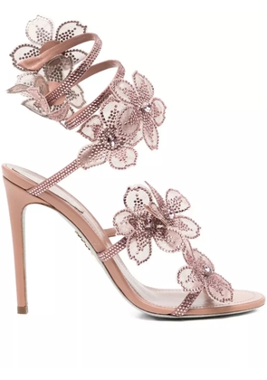 René Caovilla 110mm floral-embellished sandals - Neutrals