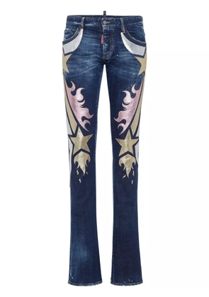 DSQUARED2 metallic-detailing flared jeans - Blue