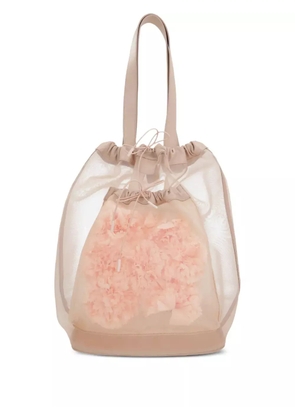 Simone Rocha mesh drawstring tote bag - Neutrals