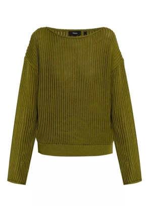 Theory ribbed pima cotton sweater - Green