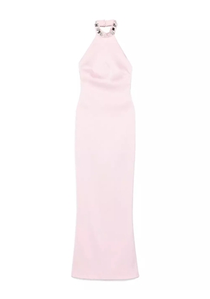 SILK LOVE & LACE embellished halter-neck dress - Pink