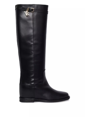 Via Roma 15 buckle-detail leather boots - Black