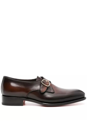 Santoni faded-effect leather monk shoes - Brown