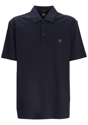 BOSS logo-patch polo shirt - Blue