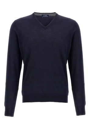 Barba V-neck knitted jumper - Blue