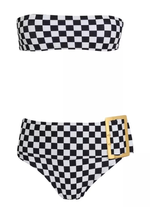 Amir Slama check-print belted bikini set - White