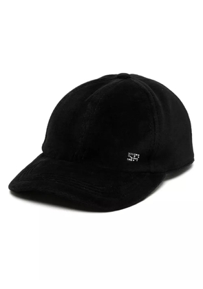 Sonia Rykiel rhinestone-logo velvet cap - Black