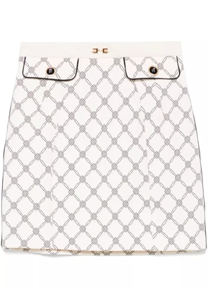 Elisabetta Franchi diamond-print crepe mini skirt - Neutrals