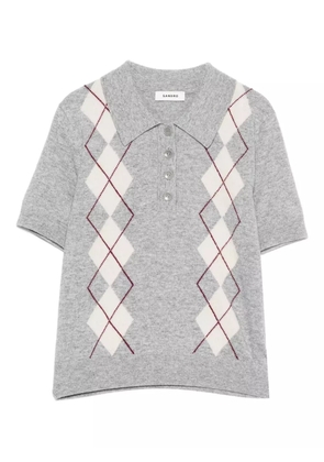 SANDRO argyle-pattern polo top - Grey