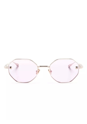 VALENTINO GARAVANI EYEWEAR Rockstud geometric-frame sunglasses - Gold