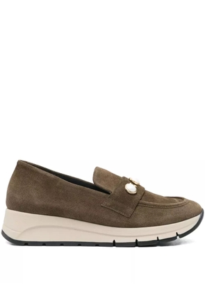 MELLUSO pearl-embellished loafers - Brown