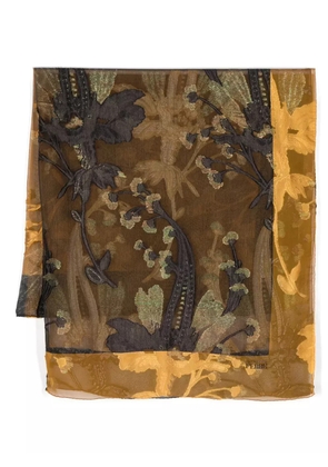 Gianfranco Ferré Pre-Owned floral-embroidered sheer scarf - Black