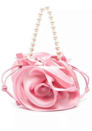 Magda Butrym rose-appliqué satin bucket bag - Pink