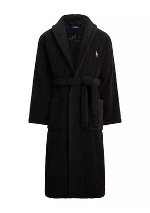 Polo Ralph Lauren embroidered-bear towelling robe - Black