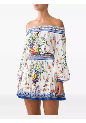 Camilla Tiles Dars off-shoulder mini dress - White