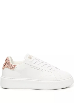 Crime London crystal-embellished platform trainers - White