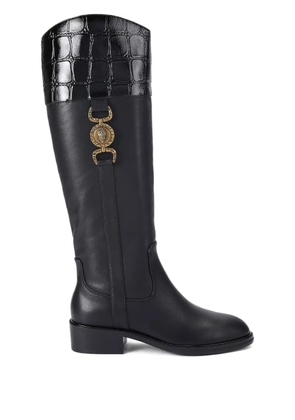 Kurt Geiger London Mansion Riding croc-effect medallion boots - Black