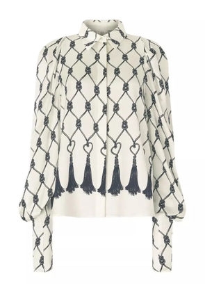 Genny tassel-print blouse - White