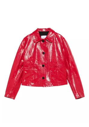 Cassell embossed-effect leather jacket - Red