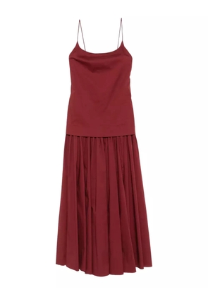 STAUD pleated spaghetti-strap maxi dress - Red