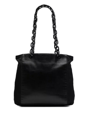 Prada Pre-Owned 2000-2024 Tessuto and Leather Chain tote bag - Black