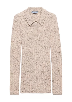 Prada ribbed-knit polo sweater - Neutrals