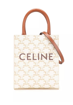 Celine Pre-Owned 2021 Mini Triomphe Coated Canvas Vertical Cabas satchel - White