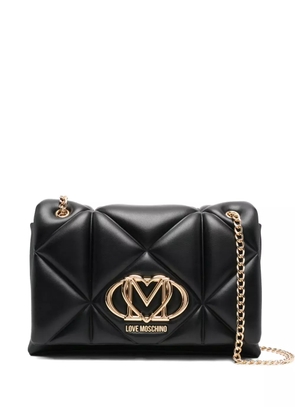 Love Moschino quilted logo-plaque shoulder bag - Black