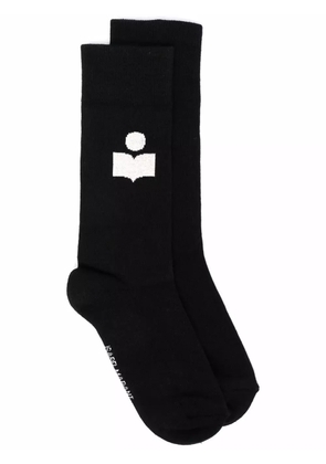 ISABEL MARANT Siloki logo-intarsia socks - Black