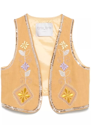 Forte Forte floral-embroidery gilet - Neutrals