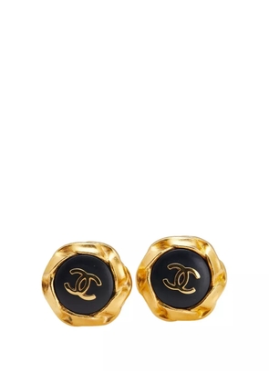 CHANEL Pre-Owned 1995 Gold Plated and Acrylic CC Hexagon Clip On Earrings costume earrings