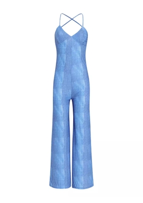 Amir Slama x Astrid check-print jumpsuit - Blue
