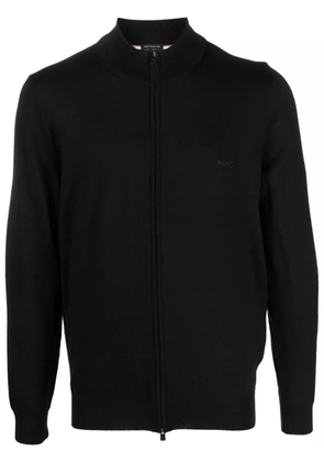 BOSS fine-knit zip-up cardigan - Black