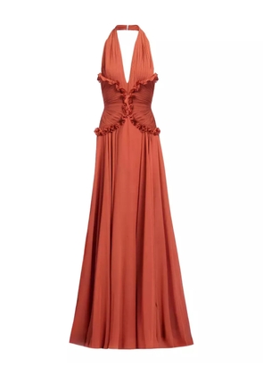 Elie Saab silk v-neck maxi dress - Orange