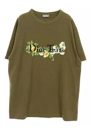Christian Dior Pre-Owned 2010s floral embroidery crew neck T-shirt - Green